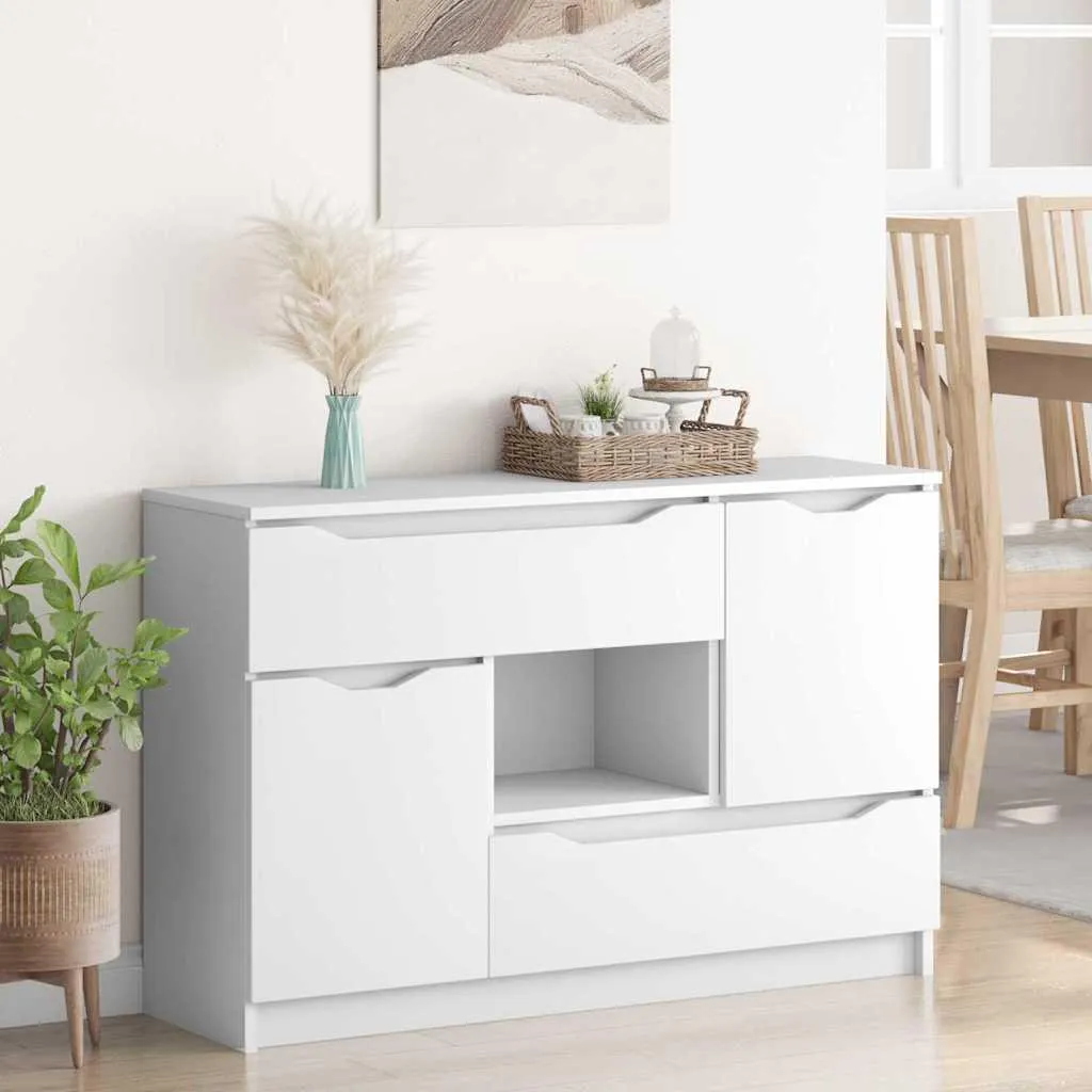 Buffet Blanc Gain de Place 100 cm : Solution de Rangement pour Petits Espaces - 4