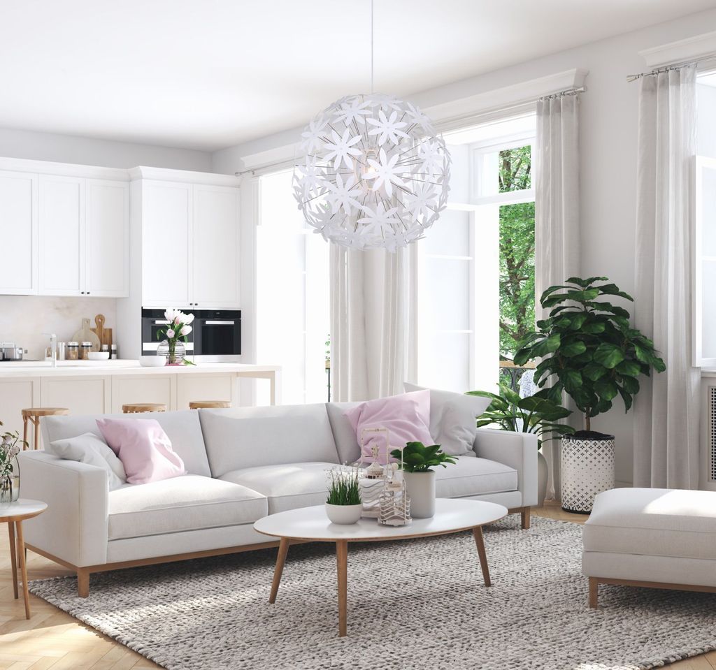 Hängeleuchte Schlafzimmer Pendelleuchte Wohnzimmer Hängelampe weiß Blüten 60 cm