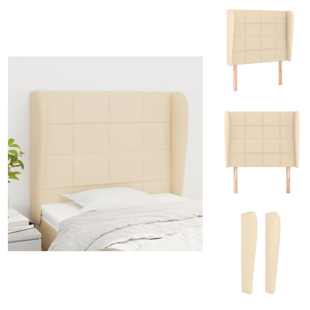 vidaXL Kopfteil mit Ohren Creme 83x23x118/128 cm Stoff - Kopf- & Fußenden
