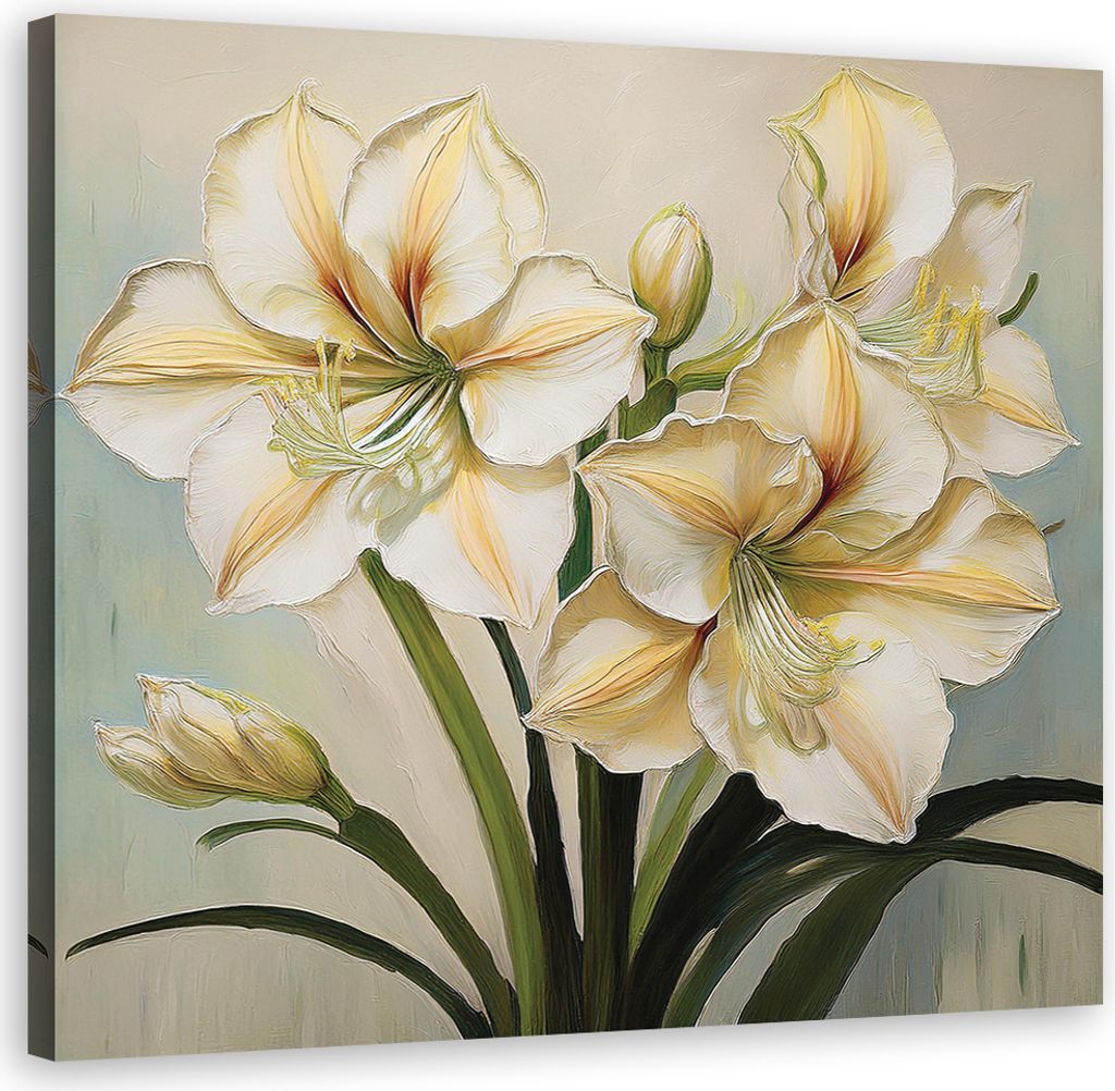 Leinwandbild Weiße Lilien 60x60 Feeby Weiß bild für die wand bereit zum aufhängen