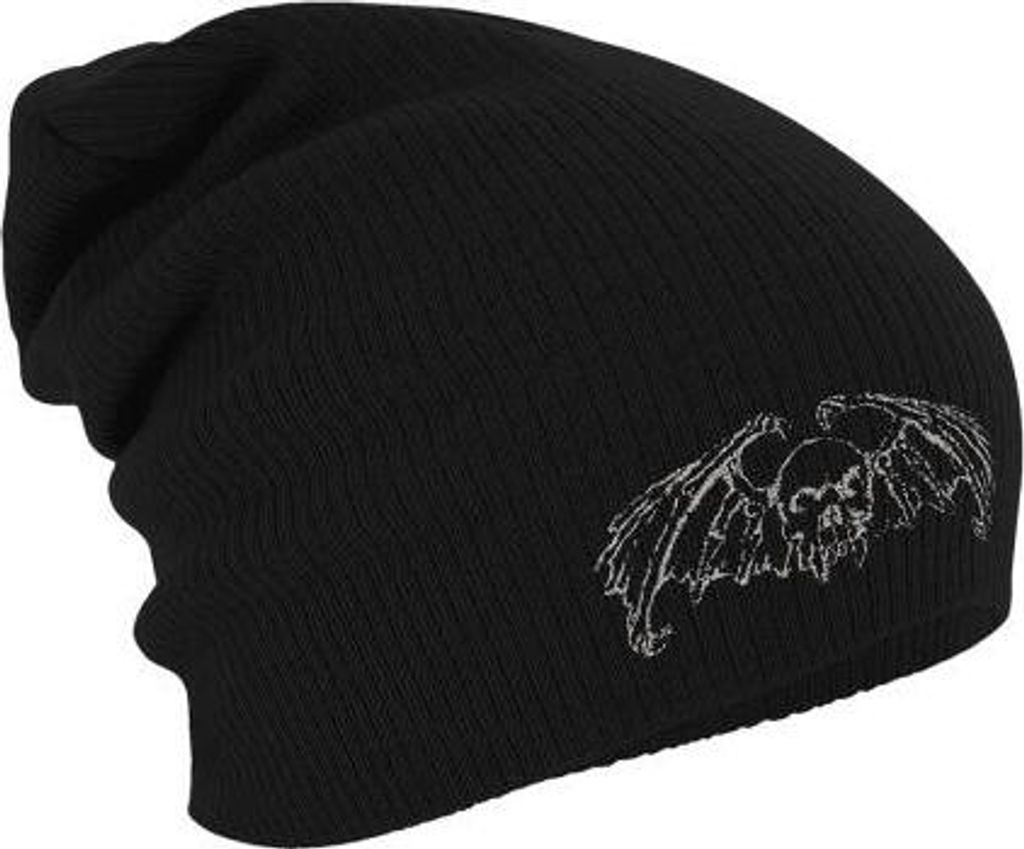 Longbeanie Slouch-Beanie Mütze Totenkopf mit Flügel 54537 Produktbild 