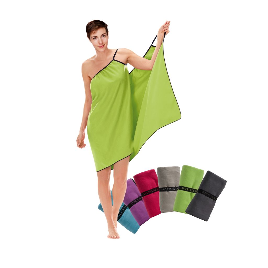 liebling Sporttuch, Sauna-Wickeltuch mit Trägern, 90% Polyester 10% Polyamid, Serie Fitness, 80 x 180 cm, hohe Feuchtigkeitsaufnahme, hellgrün