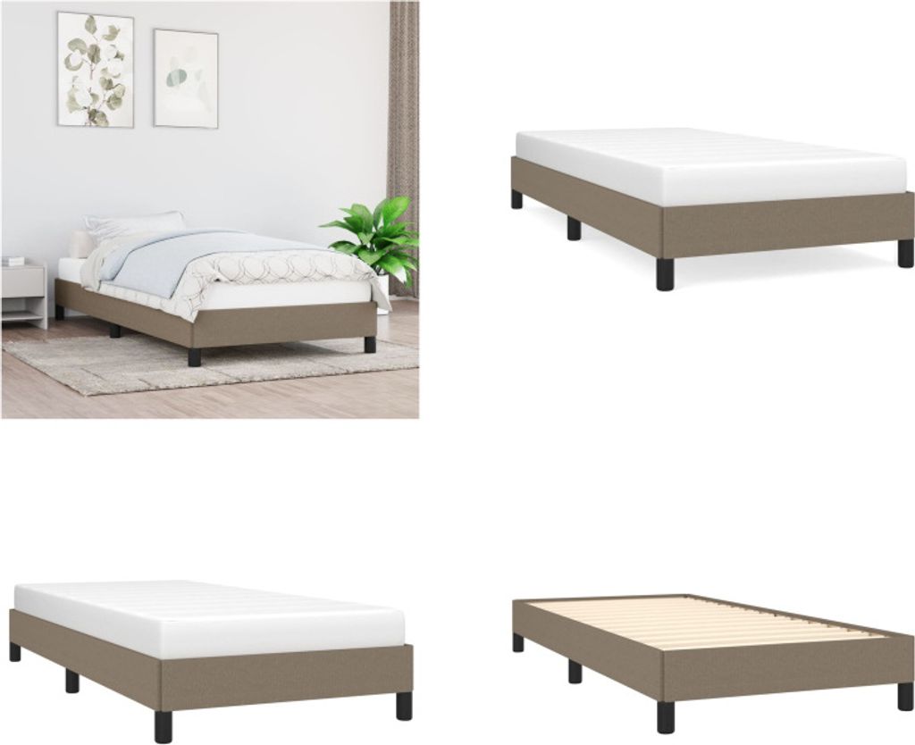 vidaXL Bettgestell Taupe 90x200 cm Stoff - Bettgestell - Bettgestelle - Bettrahmen - Bett