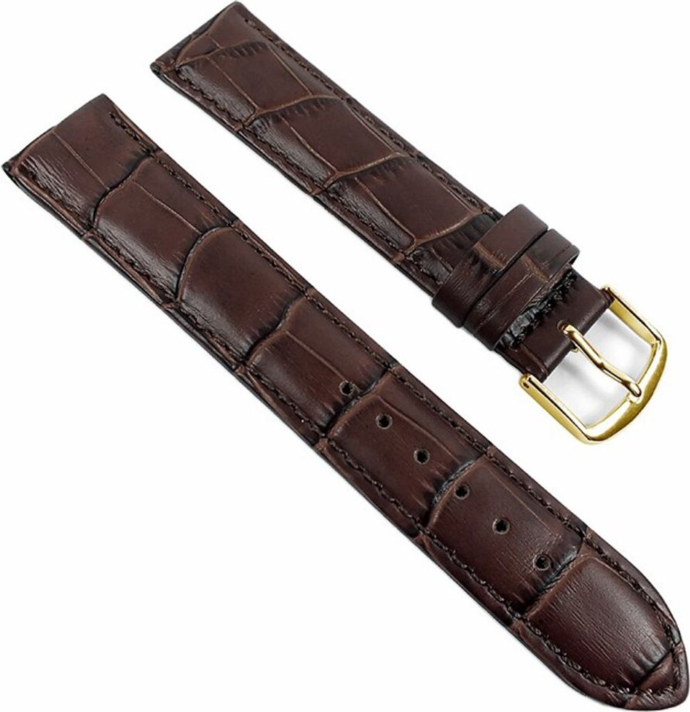 Ersatzband Uhrenarmband Leder gepolstert Braun 22136G, Anstoß:20 mm