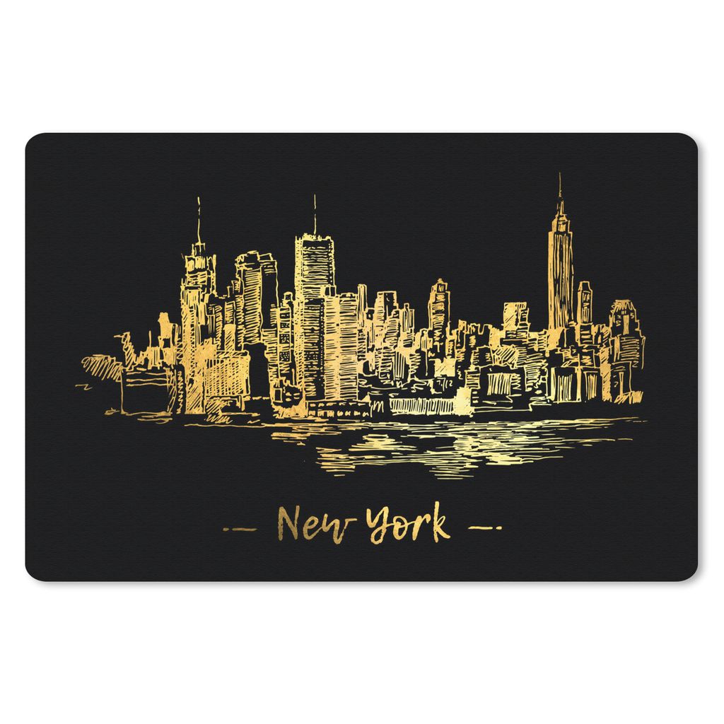 MuchoWow Mauspad Mousepad New York - Skyline - Gold 27x18 cm - Mousepads - Maus Mat - Pad - Mausunterlage - Büroartikel - Desk Matten