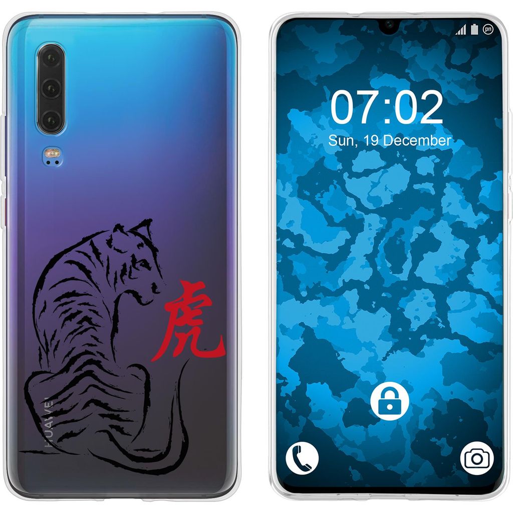 PhoneNatic Case kompatibel mit Huawei P30 Silikon-Hülle Tierkreis Chinesisch M3