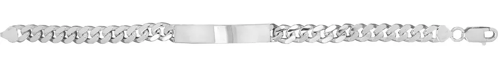 Bracelet Gourmette Homme en Argent 925 avec Plaque à Graver 22cm