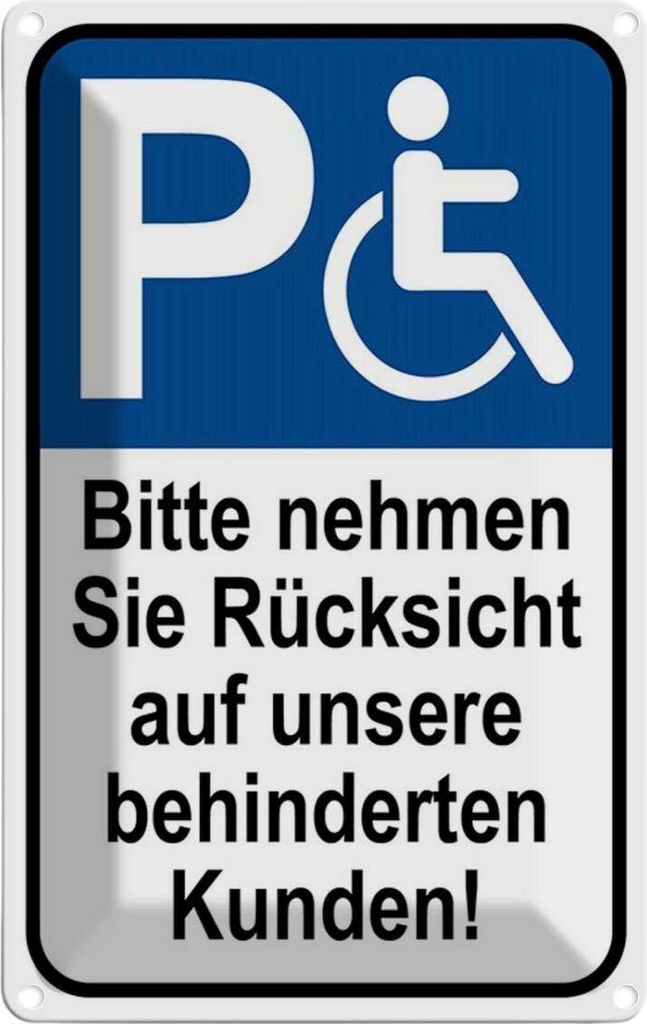 vianmo Blechschild 18x12 cm Rücksicht auf behinderten Kunden Warnschild Hinweisschild Sicherheit Vorsicht