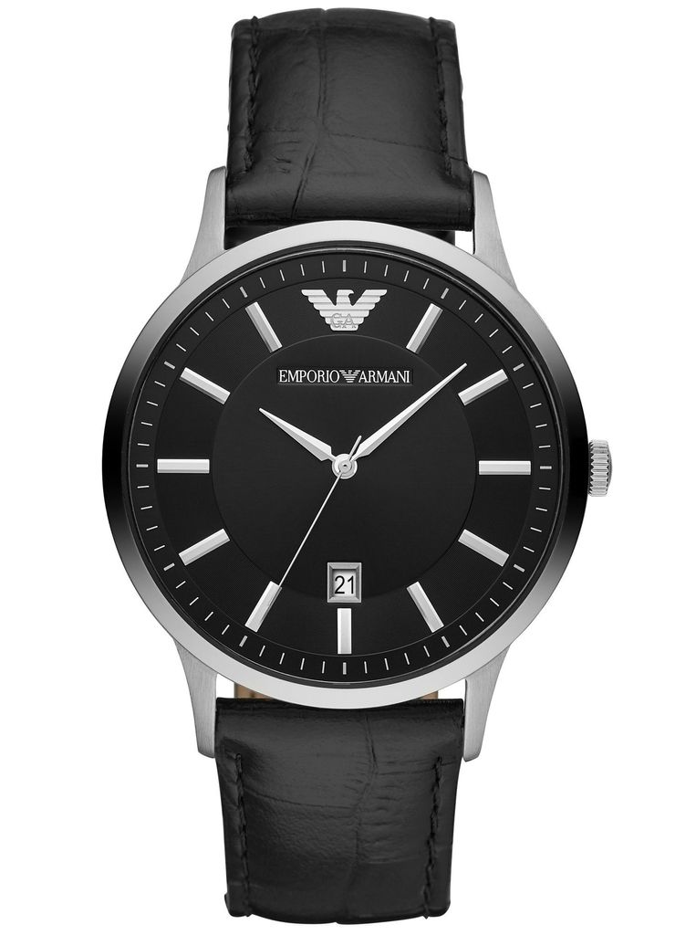 Emporio Armani AR11186 Uhr Herrenuhr Lederarmband Datum schwarz