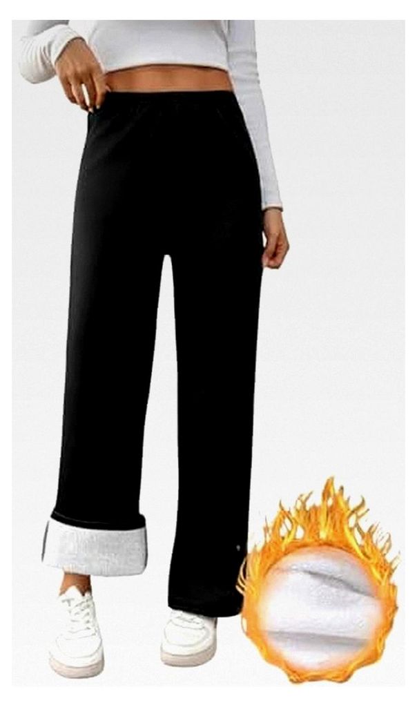 Damen Jogginghose mit Taschen, Fitness- und Freizeithose, weites Bein, Sweatpants, Fleecehose, warme Winterhose, lange Pyjamahose, Thermohose