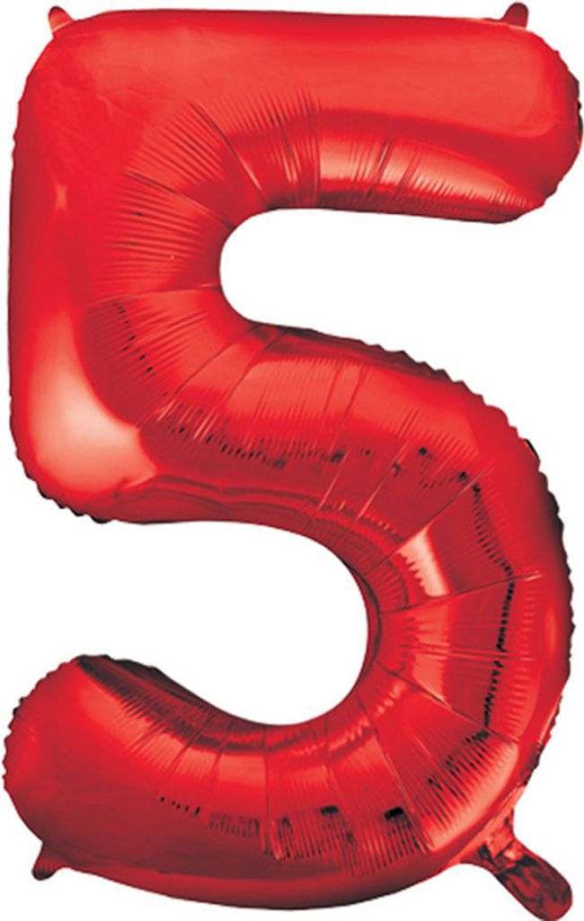 Unique Party - Glitzer - Ballon mit Zahlen "5" - Folie SG29594 (Einheitsgröße) (Rot)