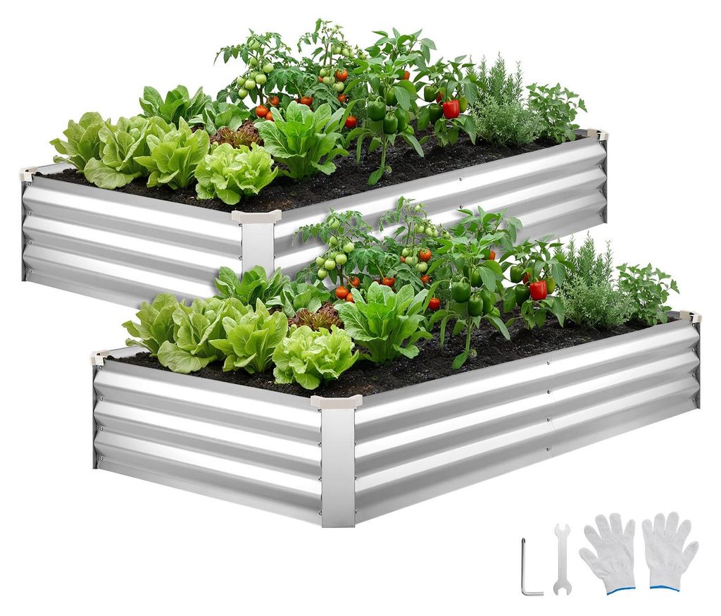 VEVOR Hochbeet Metall 2er-Pack 180x90x30 cm, Rechteckiges Produktbild 