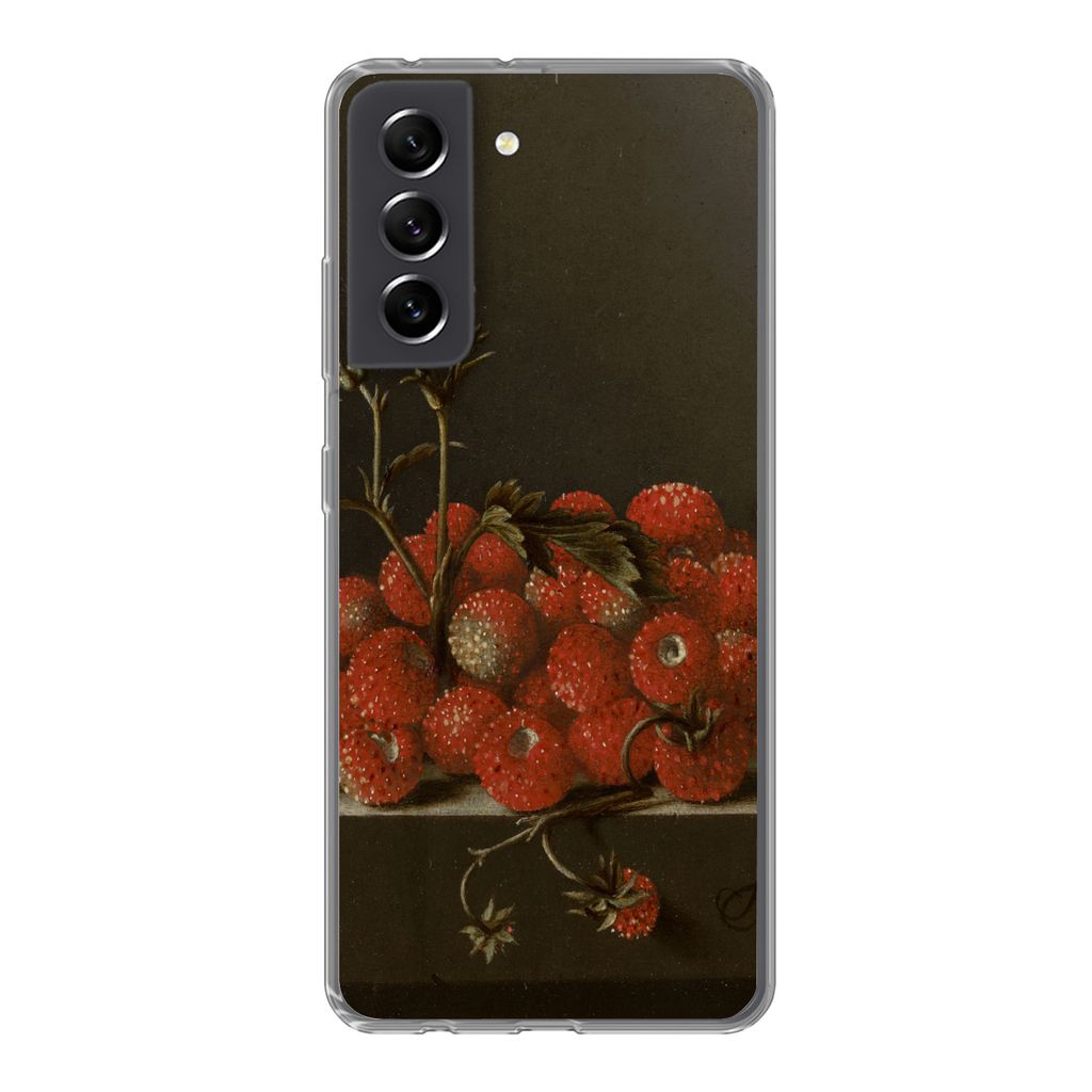 MuchoWow Handyhülle Schutzhülle Hülle für Samsung Galaxy S21 FE Stilleben mit Walderdbeeren - Gemälde von Adriaen Coorte Silikon Softcase Ha...