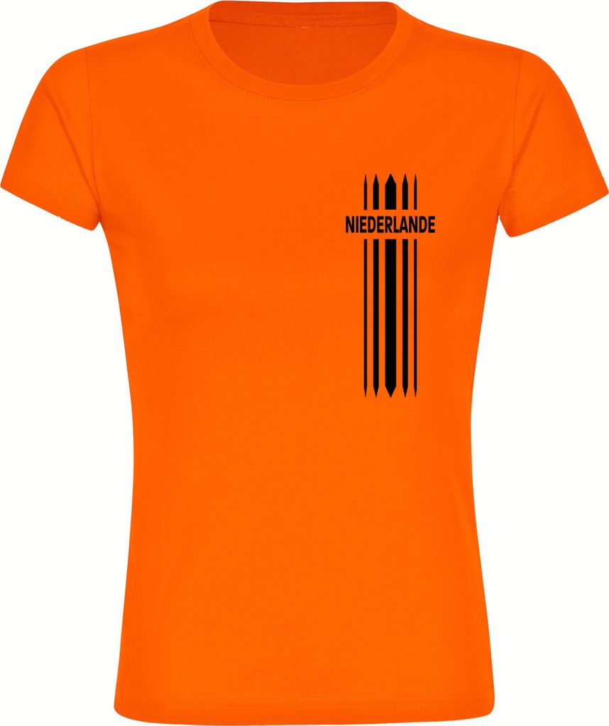 multifanshop Damen T-Shirt - Niederlande - Streifen, orange-1, Größe M