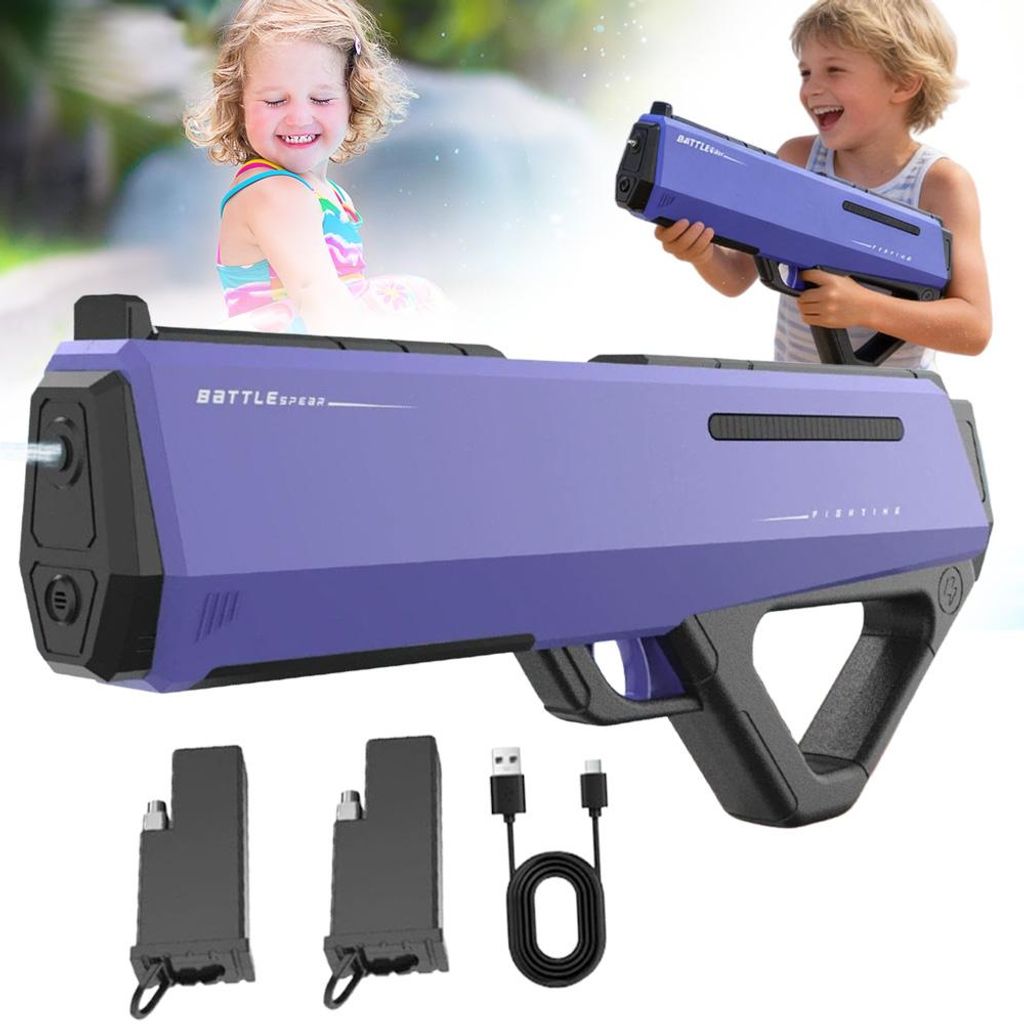Automatische Wasserpistole Watersplash, wiederaufladbar Reichweite bis 12 m, 400 ml Spielzeugpistole - Automatisches Wasserpistole Elektrisch mit Akku