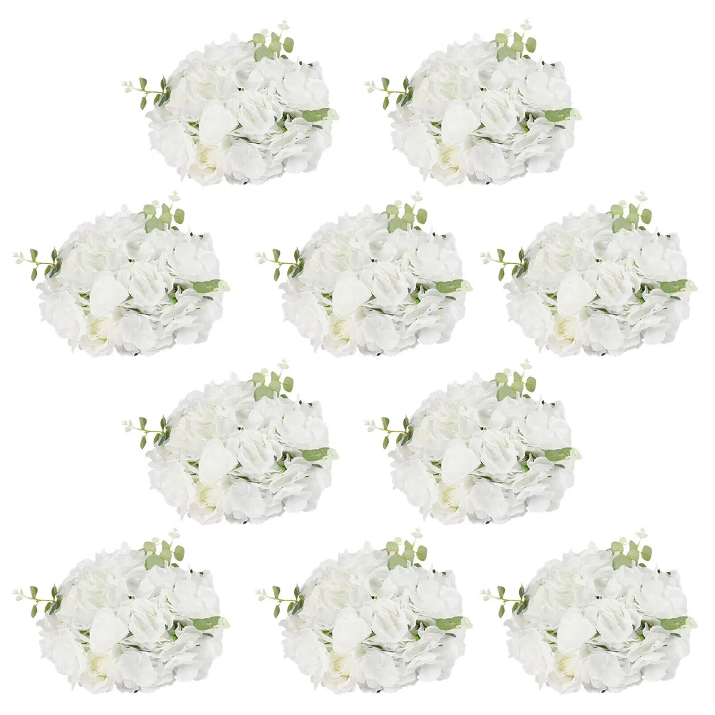 Boule de fleurs artificielles blanche avec socle stable lot de 10