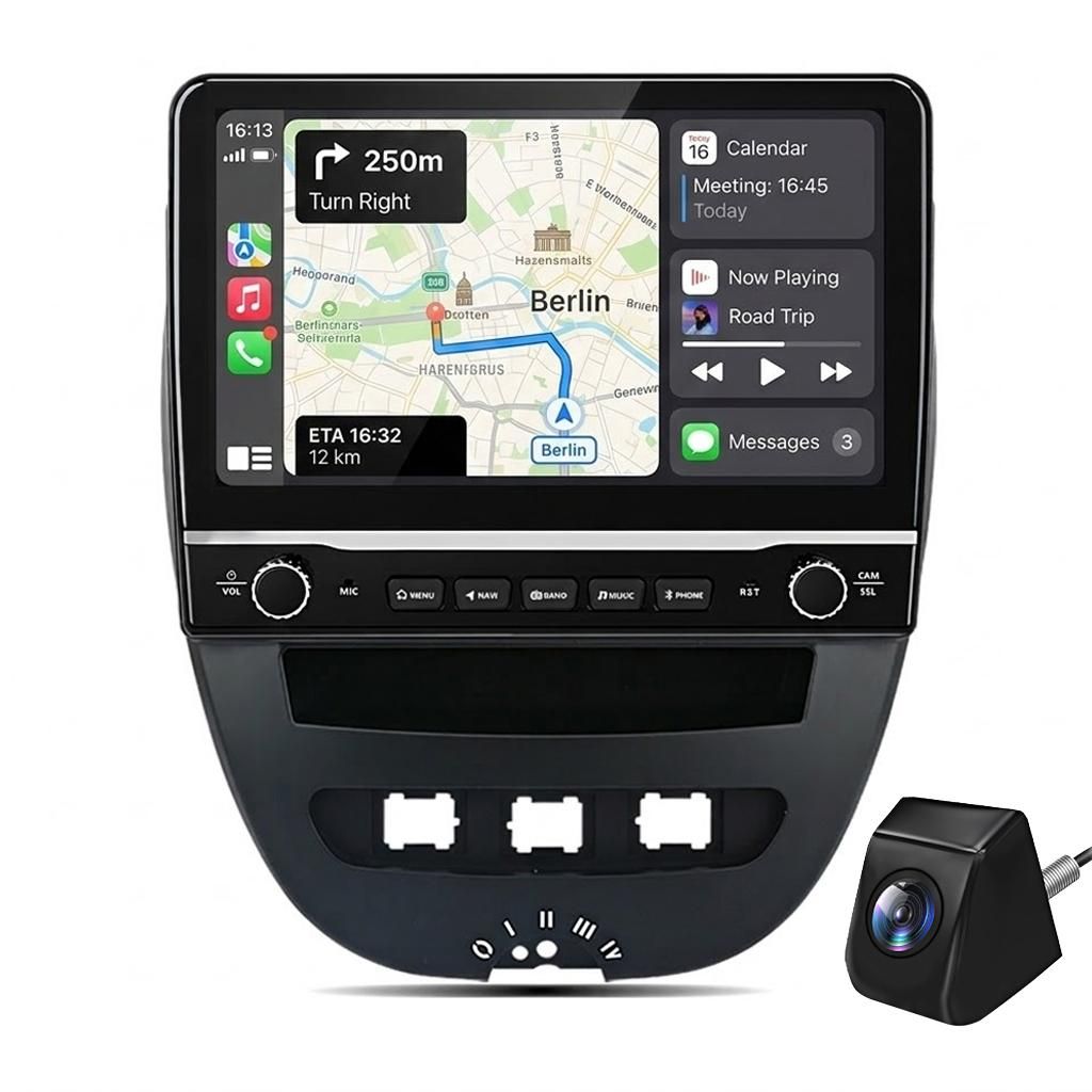 10.1'' Kamedra Android 15 Autoradio Carplay 2+64GB Für Toyota Aygo Peugeot 107 Citroen C1 GPS Navi BT WIFI FM SWC DAB+ RDS DSP 2DIN USB Android Auto