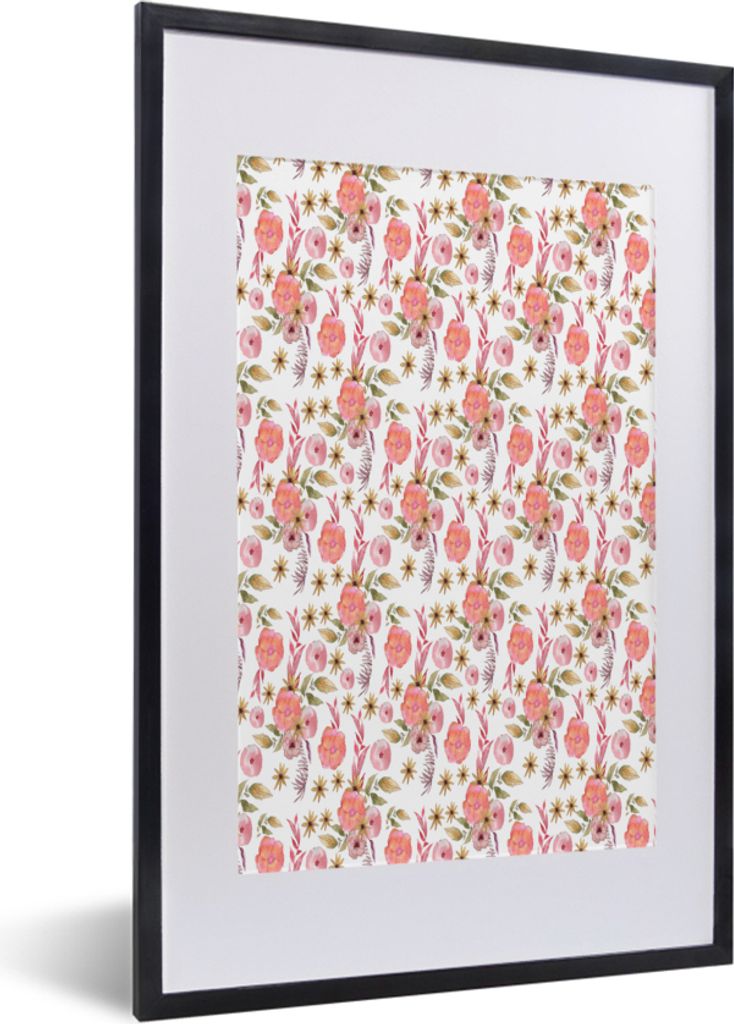 MuchoWow MuchoWow Gerahmtes Poster Blumen - Blüte - Weiß 40x60 cm - Poster mit zchwarzem Bilderrahmen - Poster in Rahmen