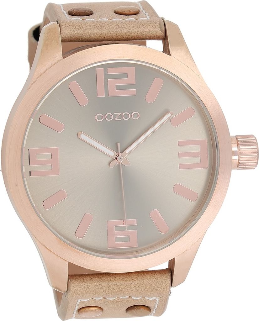 Oozoo Leder Damen Uhr Analog Quarzuhr Armband beige hellbraun Timepieces D2UOC1101A