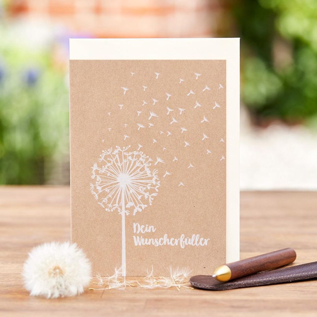 Grußkarte Dein Wunscherfüller – Pflanzbare Karte aus Saatpapier mit Wildblumensamen – Nachhaltige Klappkarte mit Umschlag – Blumengruß & W...