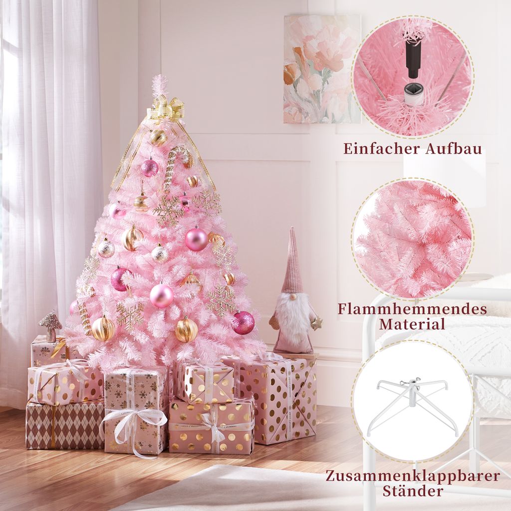 Yaheetech 124 cm Künstlicher Weihnachtsbaum mit 208 Spitzen Produktbild 
