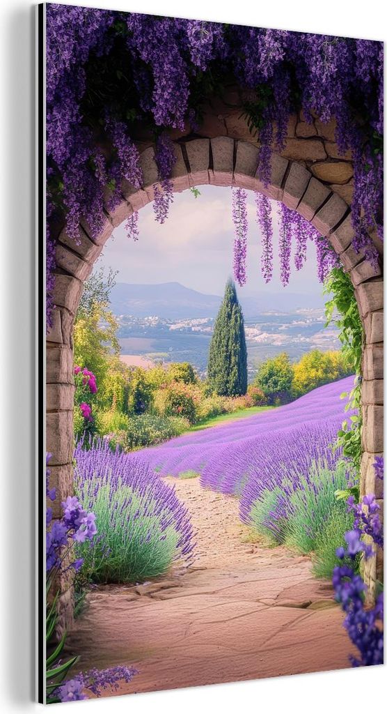 MuchoWow Wanddekoration Metall Metallbild Wandkunst 20x30 cm Durchsichtig - Lavendel - Blumen - Lila - Gateway MuchoWow Aluminium Gemälde - Alu Di...