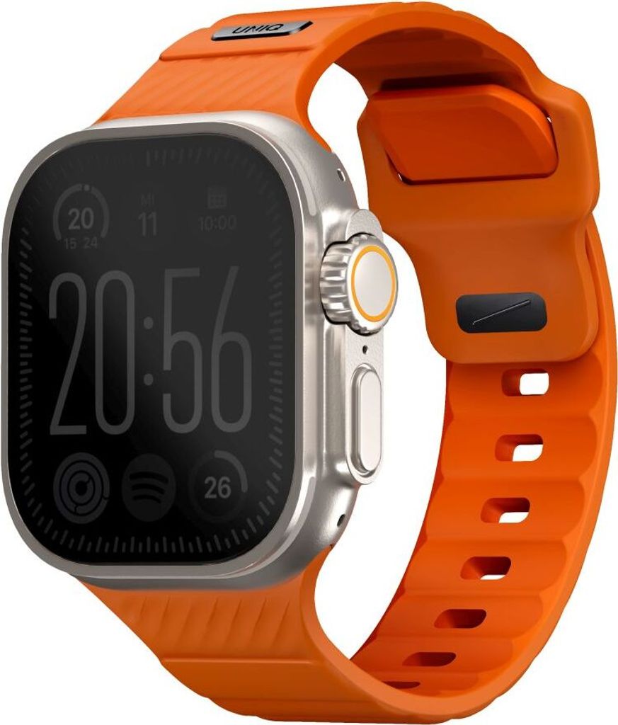 UNIQ Armband Stride Apple Watch Series 1/2/3/4/5/6/7/8/9/SE/SE2/SE3/Ultra/Ultra 2/Ultra 3 42/44/45/49 mm FKM-Gummiband orange/volt orange