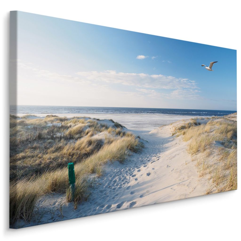 Fensterblick Strand Meer Nordsee Wandbild 120 cm*80 cm 725q Bild auf Leinwand 