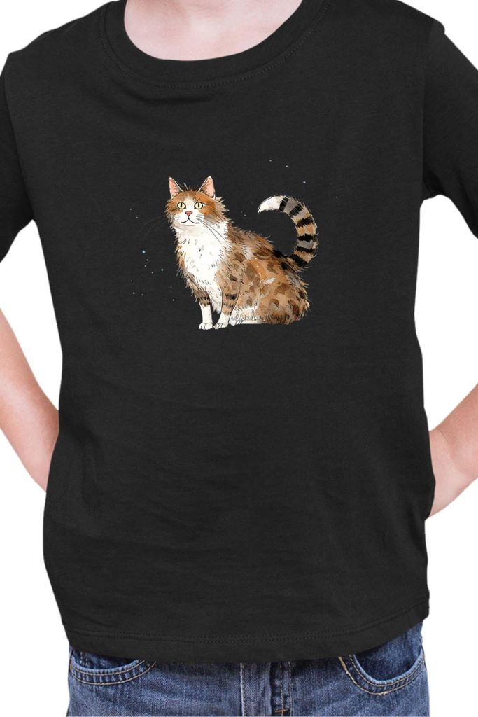 Kinder T-Shirt Funny Cats Breeds Aegean Cat 008, 5-6 Jahr - 116 / Schwarz