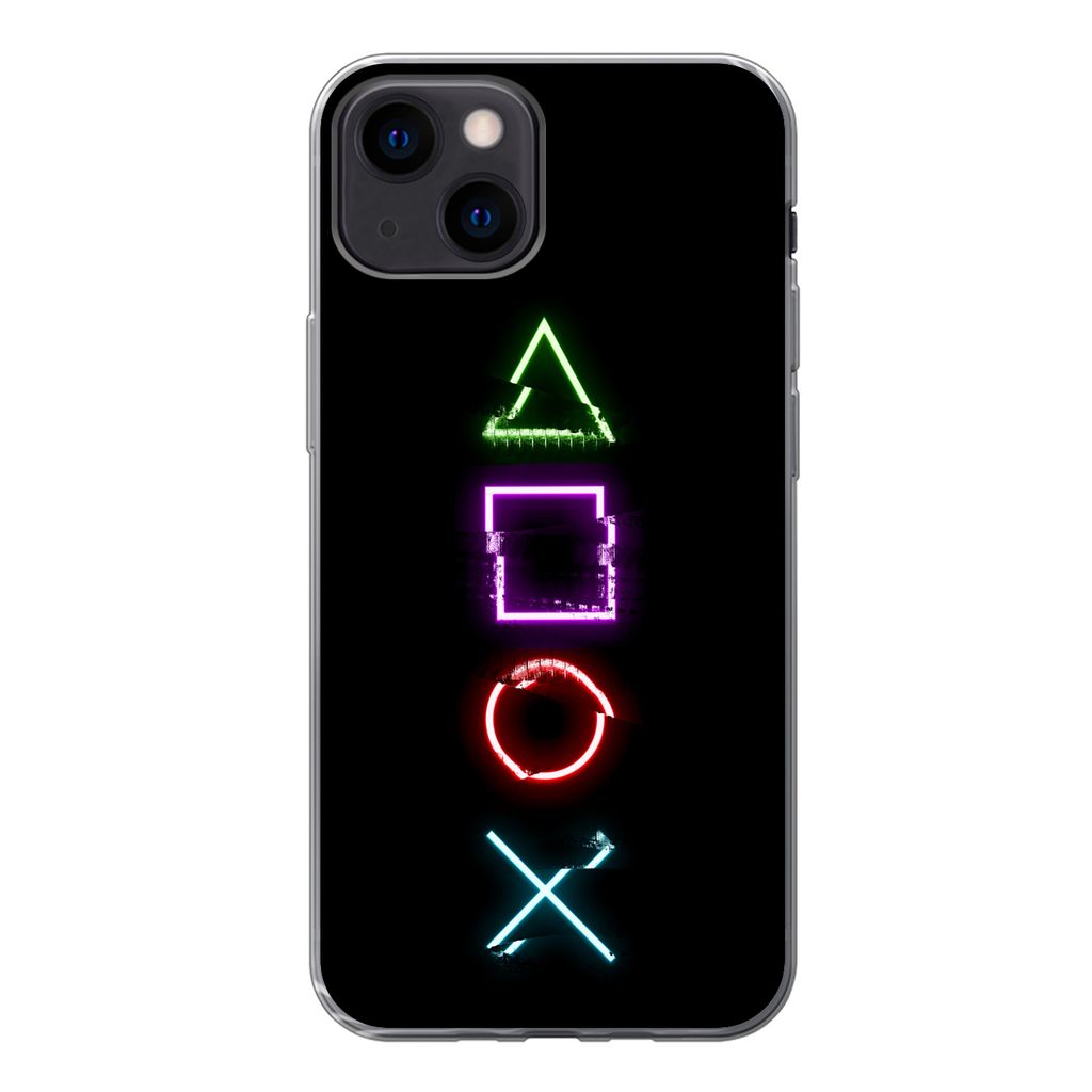 MuchoWow Handyhülle Schutzhülle Hülle für iPhone 13 mini Spiele - Controller - Neon Silikon Softcase Handy Hülle - Softcase