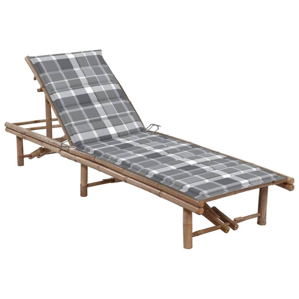 "im Angebot" Garten-Sonnenliege - 1-Personen-Liegestuhl - für den Garten - mit Auflage Bambus - Gartenliegen CC2672