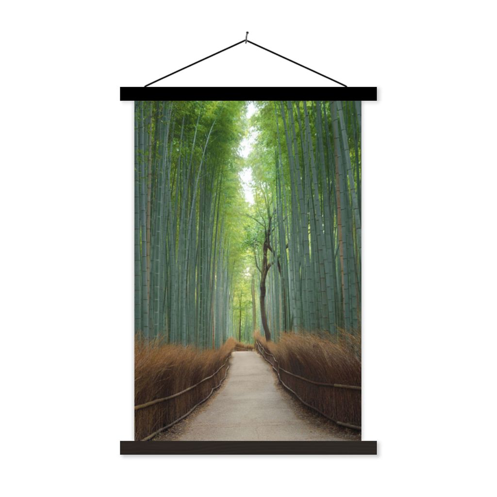 MuchoWow Textilposter Bambus - Weg - Wald 120x180 cm mit schwarzem Rahmen - Fotos