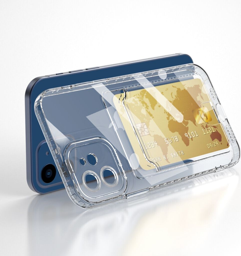 Schutzhülle für iPhone 11 Pro Max Kamera Case Handyhülle Cover Tasche Transparent Smartphone Bumper (Kartensteckplatz-Kreditkarte-Geldscheine)
