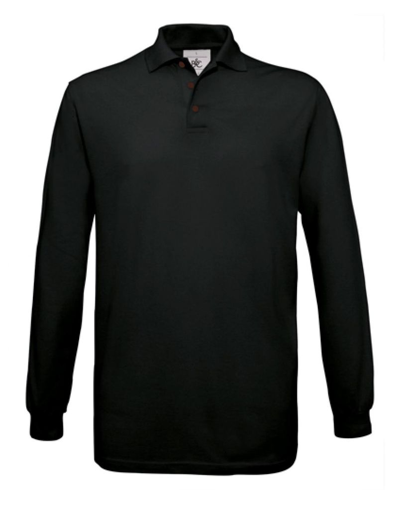 Poloshirt Safran Longsleeve / Uni - Farbe: Black - Größe: M