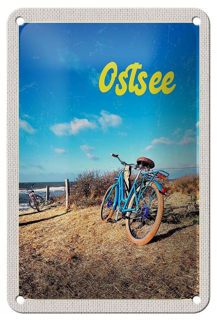 Blechschild Reise 12x18cm Ostsee Fahrradtour Meer Strand Produktbild 