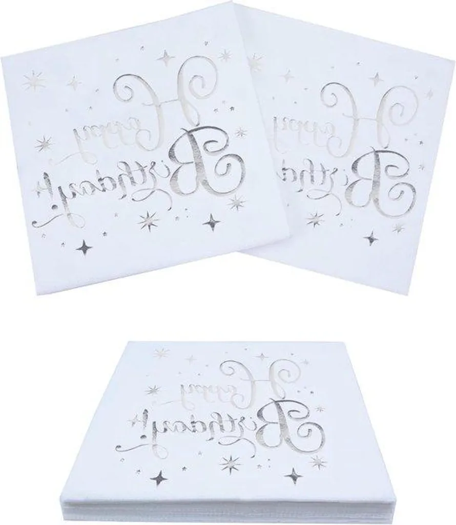 Serviettes de table blanches 33x33 cm pour anniversaire - Lot de 60