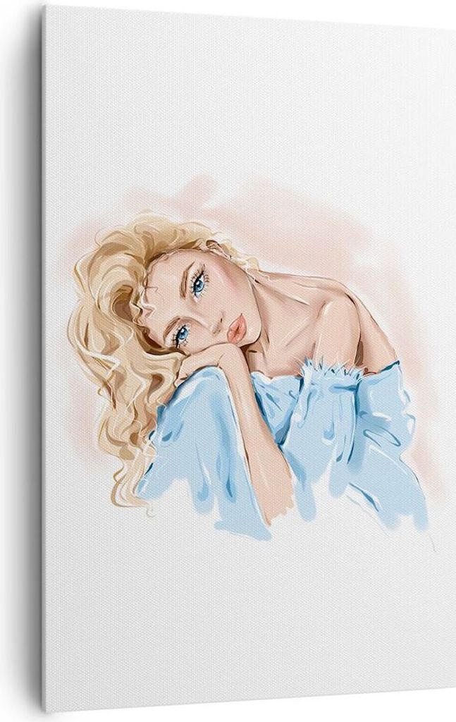 Bild auf Leinwand - Leinwandbild - Einteilig - Nachdenklich Frau Blond - 80x120cm - Wand Bild - Wanddeko - Wandbilder - Leinwanddruck - Wanddekorat...