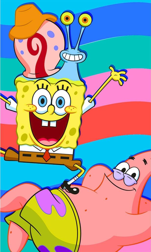 Babyhandtuch Sponge Bob mit Patrick und Gary 30x50 cm