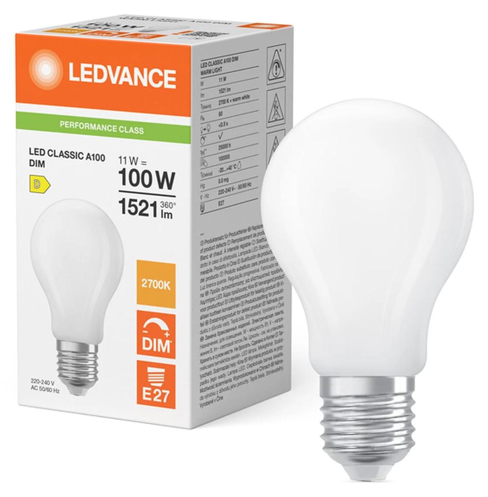 LEDVANCE LED CLASSIC A DIM P 11W 827 Frosted E27, 1 pezzo. Immagine del prodotto 