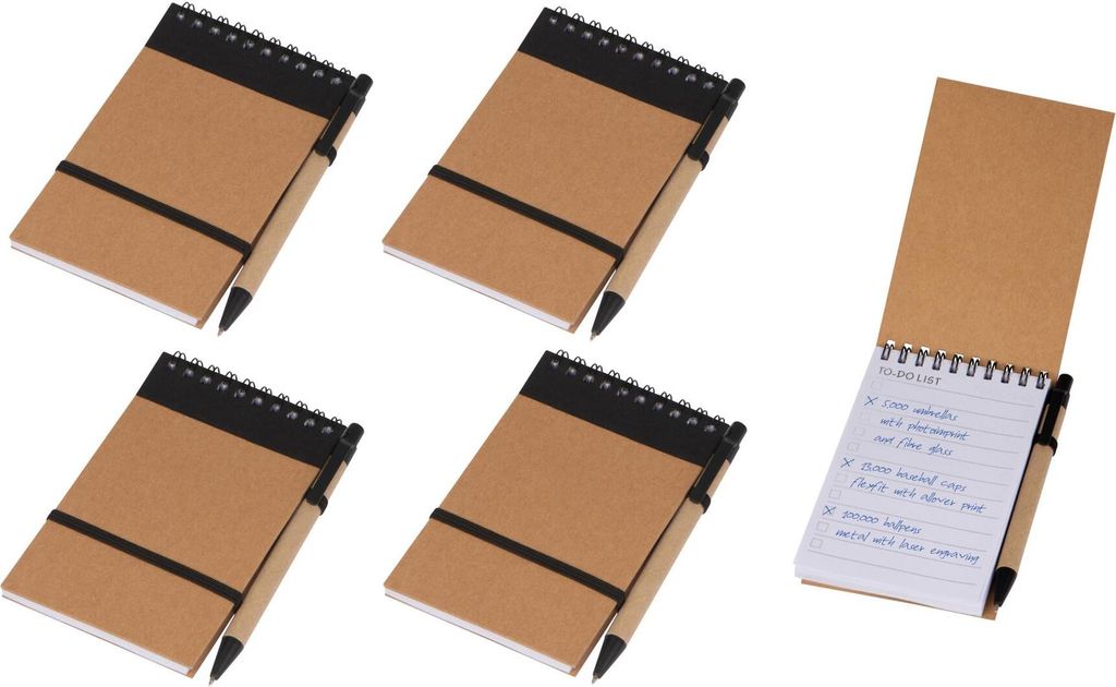 5x Schreibset / Kugelschreiber und Spiral-Notizbuch mit "To do Liste" / ca. A6