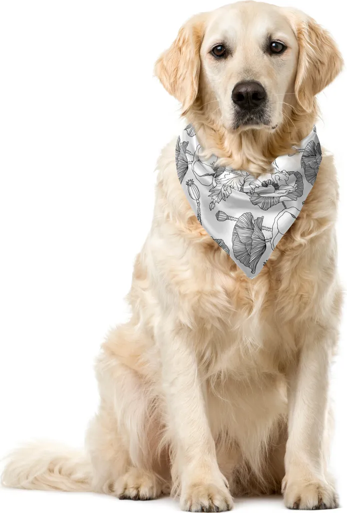 ABAKUHAUS Bandana Cani Motivo Papaveri 55x55 cm Antracite e Bianco