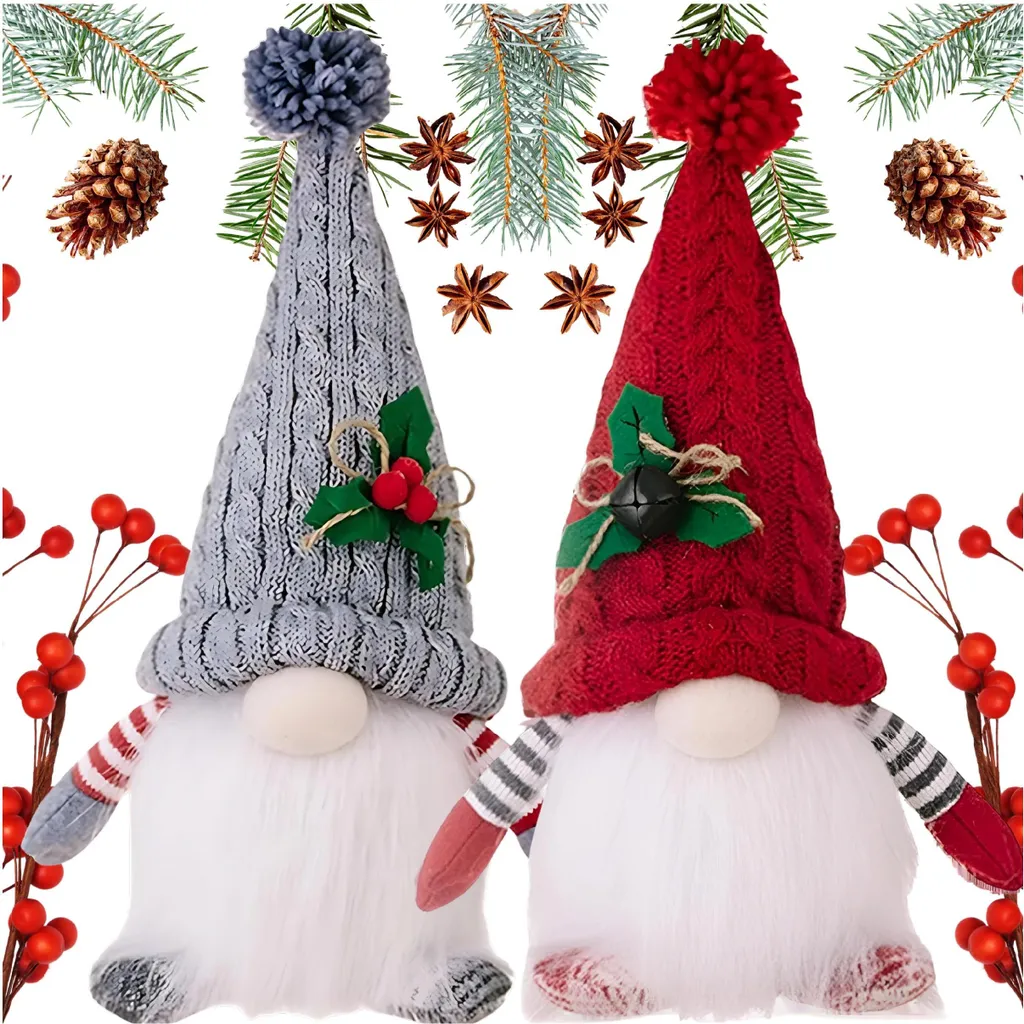 Gnomes lumineux LED pour sapin de Noël - Décoration Paire de Gnomes