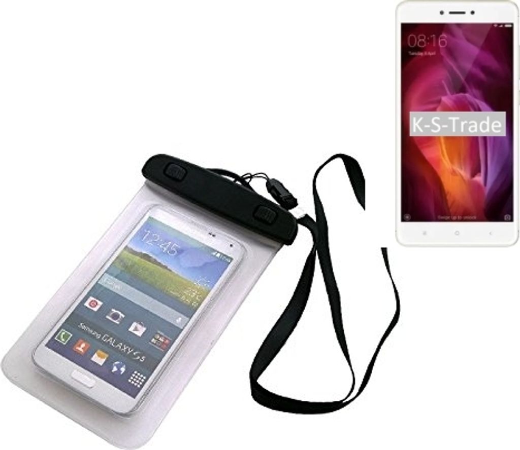 K-S-Trade Schutz Hülle Handy Hülle Kompatibel mit Xiaomi Redmi Note 4 Beach Bag wasserdicht 16cm x 10cm Schutzhülle Staub Sand Flachwasser Beachbag
