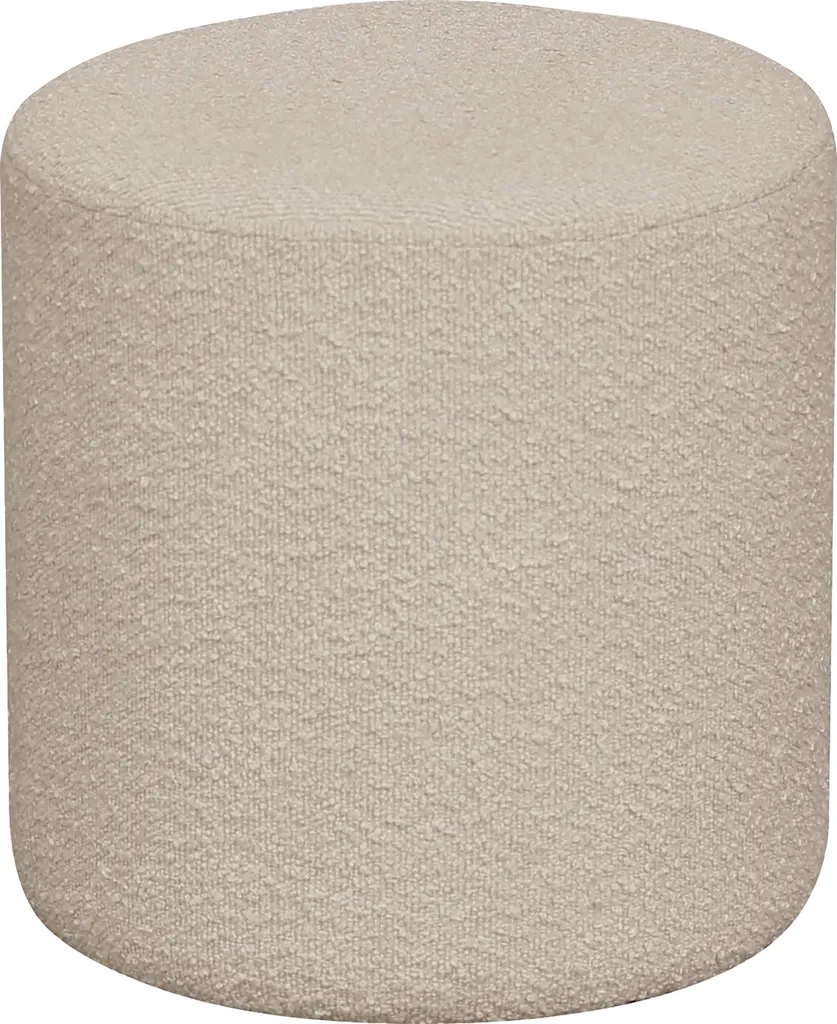 Tabouret pouf en tissu beige Ejby - Petit mobilier de salon gain de place