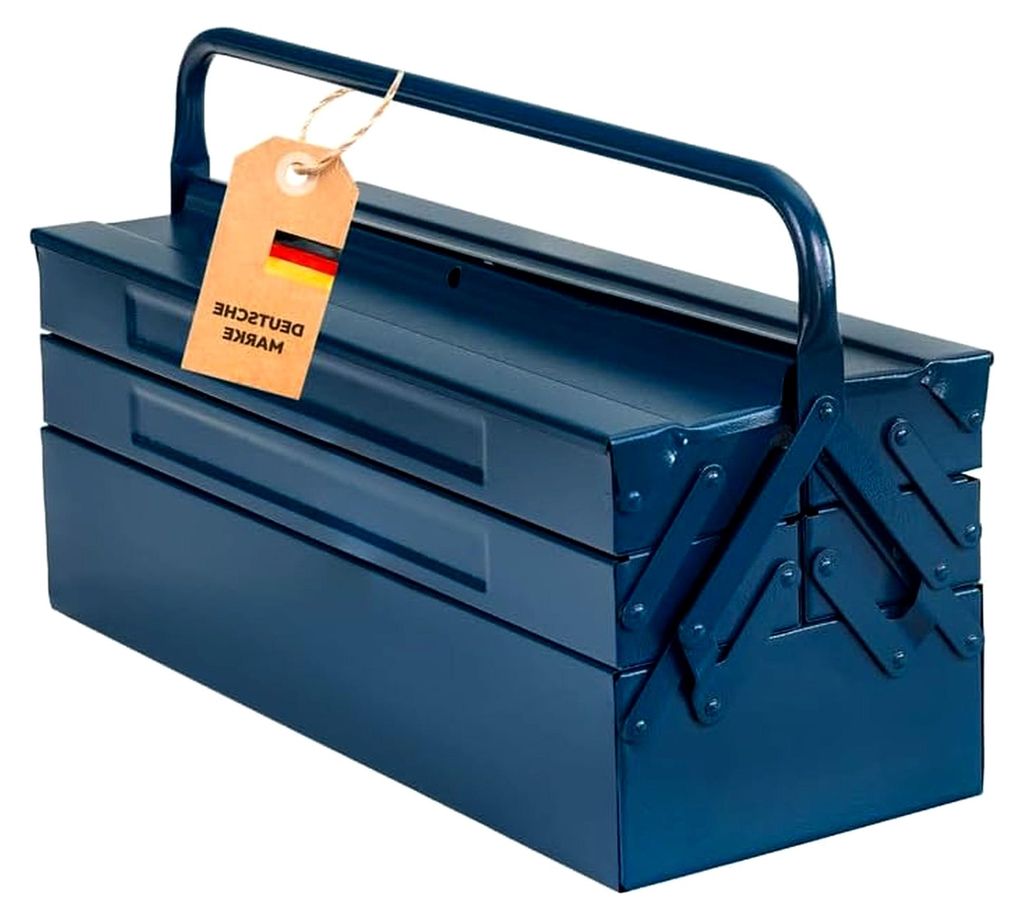 Werkzeugkasten aus Metall mit 6 Fächern | HxBxT 53 x 20 x 20 cm, mit 21 L Volumen | Robust und zuverlässig, hergestellt in der EU | Retro Werkzeu...