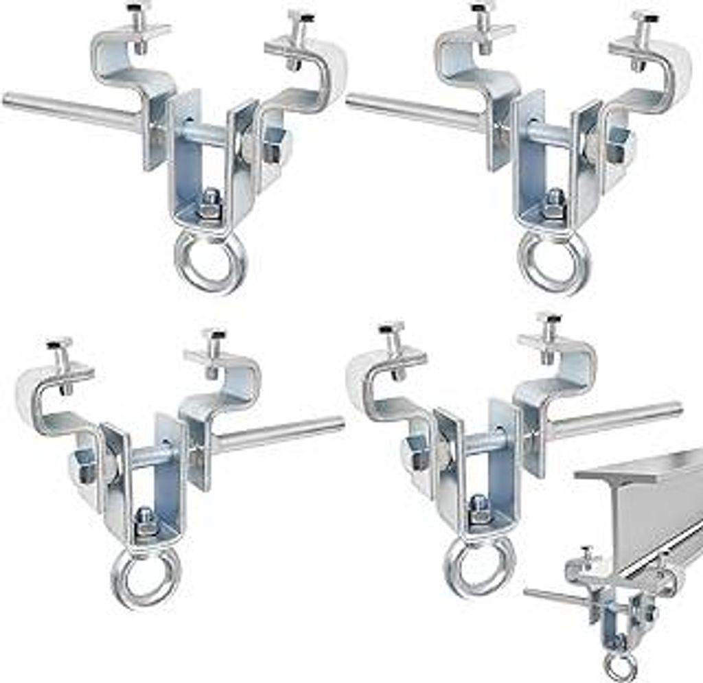 4 Stück Verstellbare Stahlträger Befestigung, Kranhaken, Trägerklemme für Schwere Säcke Hält 204KG - Einstellbar von 65 mm bis 225 mm, für V...