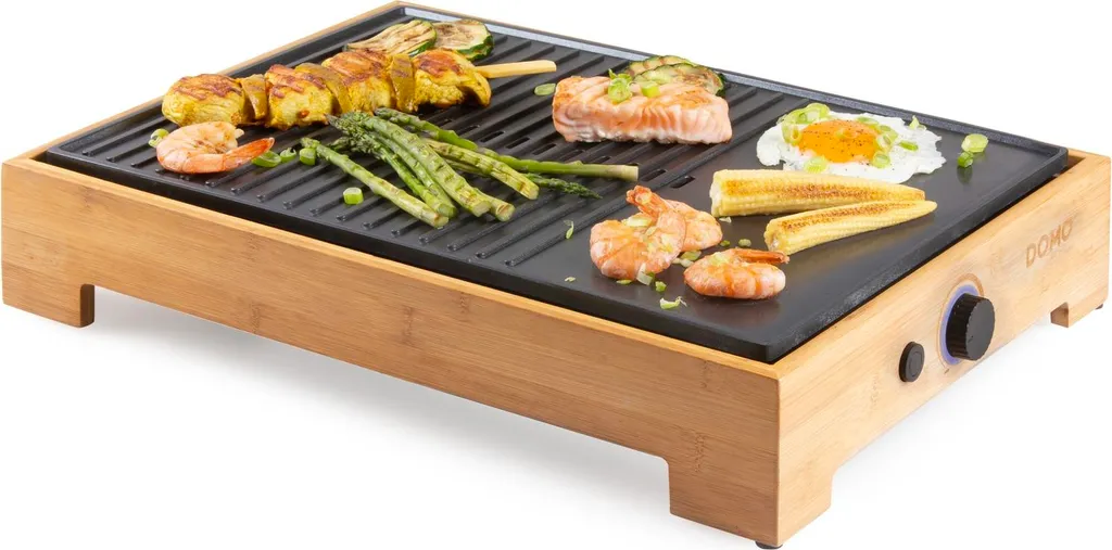 Plancha électrique de table avec socle en bambou naturel Domo DO9271G