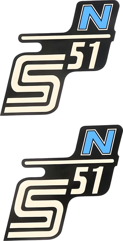 Schriftzug S51 N Folie / Aufkleber schwarz-hellblau 2 Stück für Simson S51N