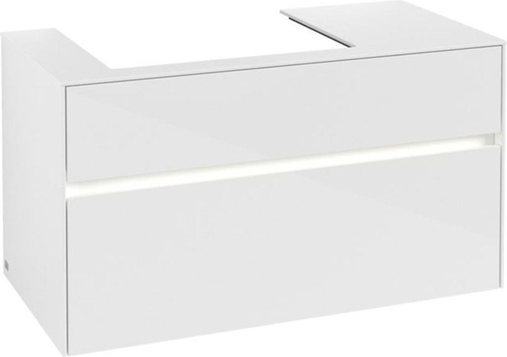 V&B Waschtischunterschrank Collaro 100x54,8x50cm, WT l, LED 7,3 W, glo wh.