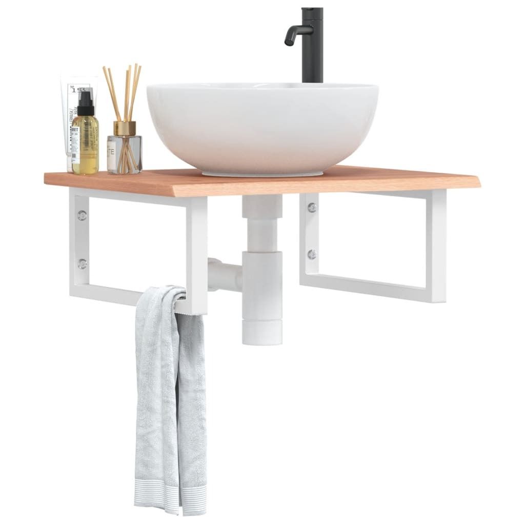 Maison Exclusive - Waschtischplatte mit Halterung Stahl und Massivholz Eiche
